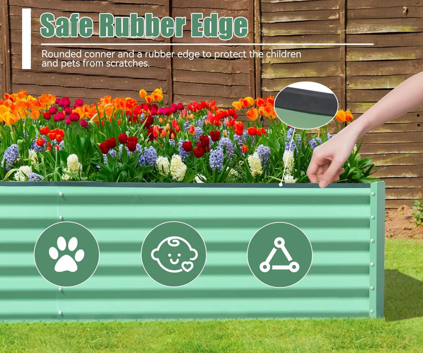 6x3x1.5ft Galvanized Raised Garden Bed, Outdoor Planter Garden Boxes Large Metal Planter Box for Gardening Vegetables Fruits Flowers, Green Default -DTYStore