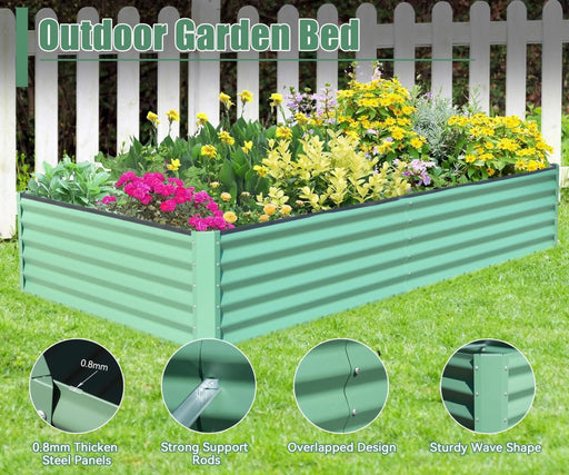 6x3x1.5ft Galvanized Raised Garden Bed, Outdoor Planter Garden Boxes Large Metal Planter Box for Gardening Vegetables Fruits Flowers, Green Default -DTYStore