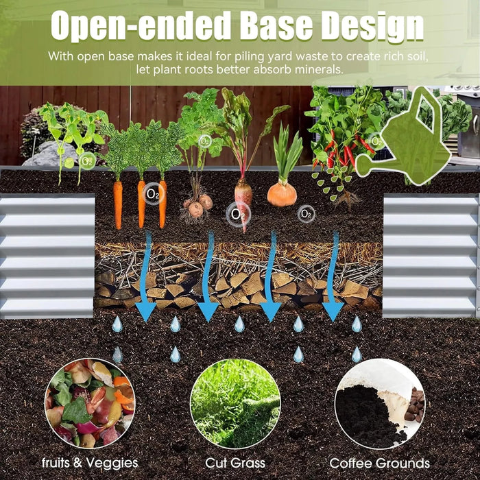 6x3x1.5ft Galvanized Raised Garden Bed, Outdoor Planter Garden Boxes Large Metal Planter Box for Gardening Vegetables Fruits Flowers, Silver Default -DTYStore