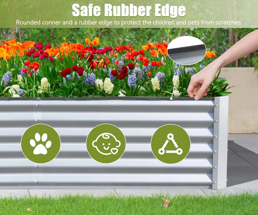 6x3x1.5ft Galvanized Raised Garden Bed, Outdoor Planter Garden Boxes Large Metal Planter Box for Gardening Vegetables Fruits Flowers, Silver Default -DTYStore
