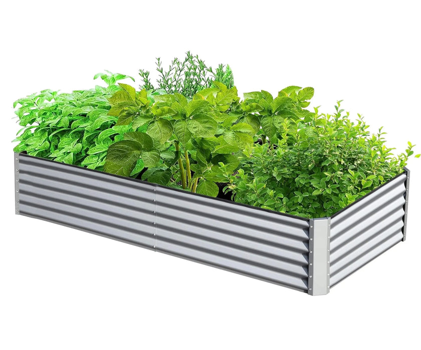 6x3x1.5ft Galvanized Raised Garden Bed, Outdoor Planter Garden Boxes Large Metal Planter Box for Gardening Vegetables Fruits Flowers, Silver Default -DTYStore
