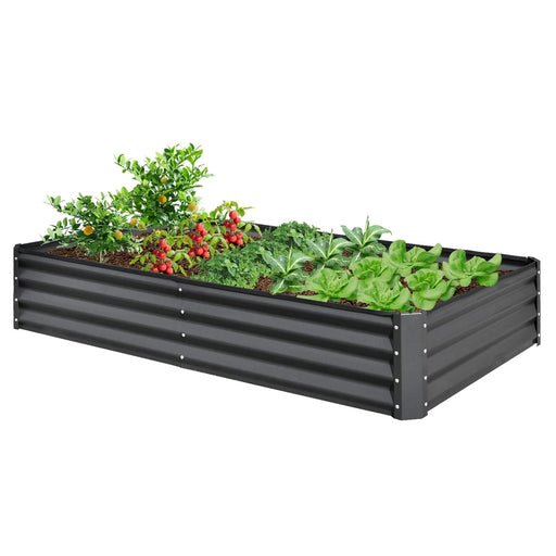 6x3x1ft Galvanized Raised Garden Bed, Outdoor Planter Garden Boxes Large Metal Planter Box for Gardening Vegetables Fruits Flowers,Gray Default -DTYStore