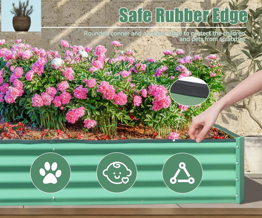 6x3x1ft Galvanized Raised Garden Bed, Outdoor Planter Garden Boxes Large Metal Planter Box for Gardening Vegetables Fruits Flowers, Green Default -DTYStore