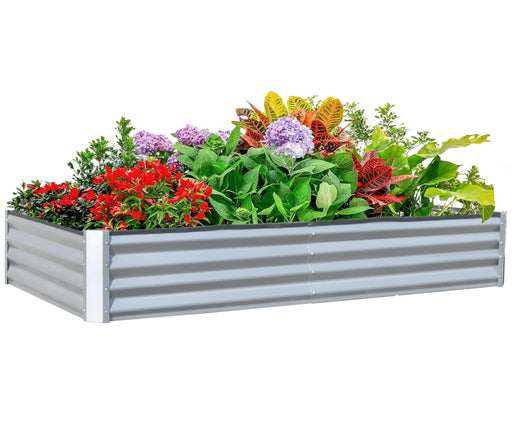 6x3x1ft Galvanized Raised Garden Bed, Outdoor Planter Garden Boxes Large Metal Planter Box for Gardening Vegetables Fruits Flowers, Silvery Default -DTYStore