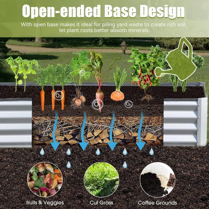 6x3x1ft Galvanized Raised Garden Bed, Outdoor Planter Garden Boxes Large Metal Planter Box for Gardening Vegetables Fruits Flowers, Silvery Default -DTYStore