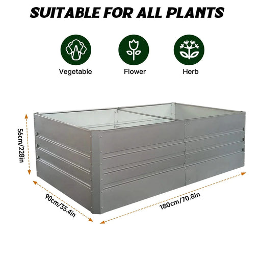 6x3x2 ft (1 pack) Metal Garden Bed,outdoor Planter Box Metal Patio Kit Planting Bed for Vegetables Flowers Herb,grey Default -DTYStore