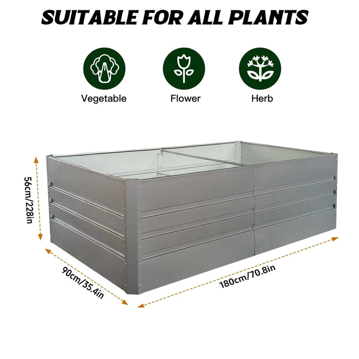 6x3x2 ft (1 pack) Metal Garden Bed,outdoor Planter Box Metal Patio Kit Planting Bed for Vegetables Flowers Herb,grey Default -DTYStore
