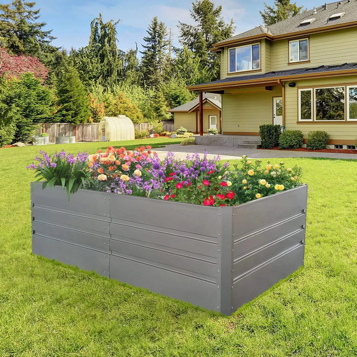 6x3x2 ft (1 pack) Metal Garden Bed,outdoor Planter Box Metal Patio Kit Planting Bed for Vegetables Flowers Herb,grey Default -DTYStore