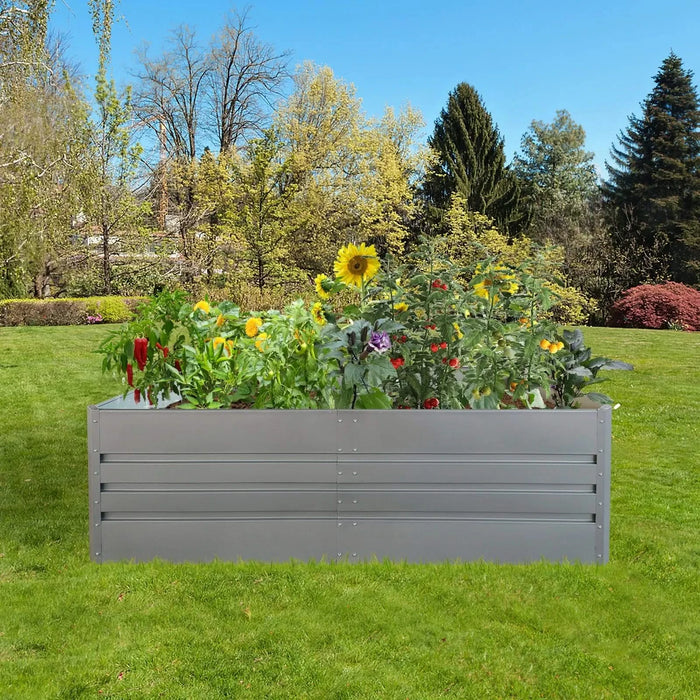 6x3x2 ft (1 pack) Metal Garden Bed,outdoor Planter Box Metal Patio Kit Planting Bed for Vegetables Flowers Herb,grey Default -DTYStore