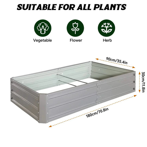 6x 3 x 1 ft (1 pack) Metal Garden Bed,Outdoor Planter Box Metal Patio Kit Planting Bed for Vegetables Flowers Herb,Grey Default -DTYStore