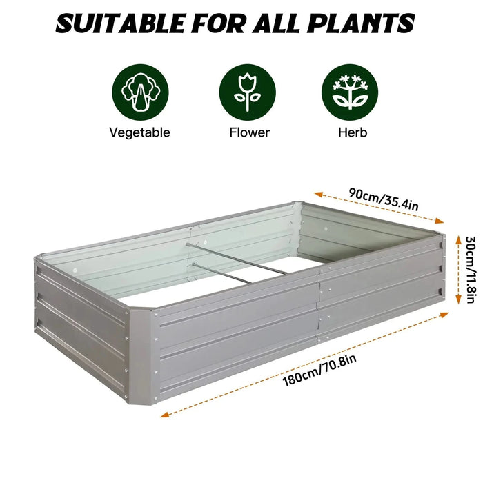 6x 3 x 1 ft (1 pack) Metal Garden Bed,Outdoor Planter Box Metal Patio Kit Planting Bed for Vegetables Flowers Herb,Grey Default -DTYStore