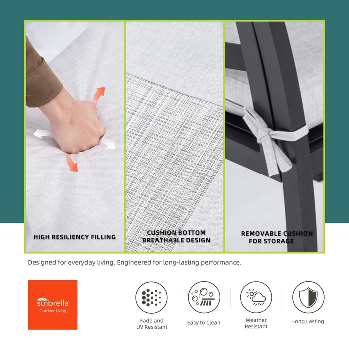 7-PC Outdoor Patio Aluminum Furniture Set, Modern Dining Set with 6 Swivel Rockers Sunbrella Fabric Cushioned, Nature-Inspired Branch-Like Backrest, Rectangular Table with Umbrella Hole, Bourbon Brown Default -DTYStore