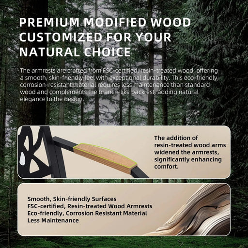 7-PC Outdoor Patio Aluminum Furniture Set, with 4 Dining Chairs & 2 Swivel Rockers Sunbrella Fabric Cushioned, Nature-Inspired Branch-Like Backrest, Rectangular Table with Umbrella Hole, Bourbon Brown Default -DTYStore