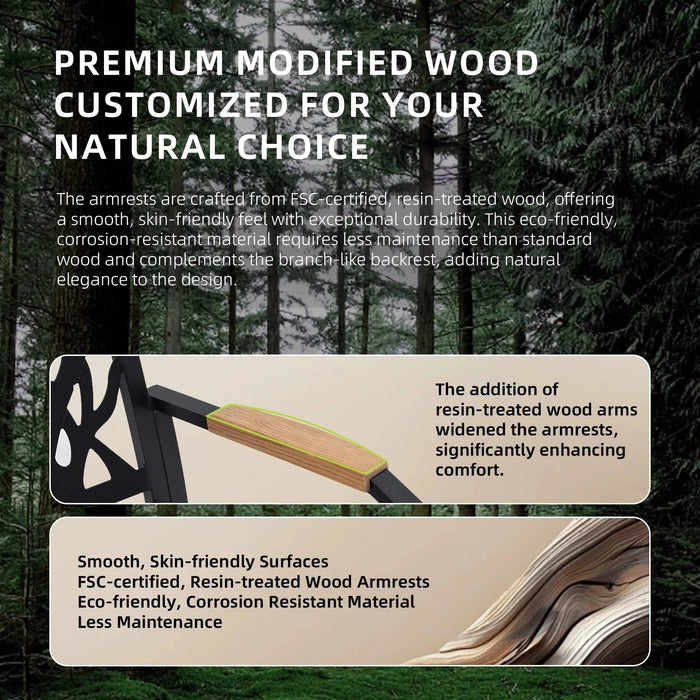 7-PC Outdoor Patio Aluminum Furniture Set, with 4 Dining Chairs & 2 Swivel Rockers Sunbrella Fabric Cushioned, Nature-Inspired Branch-Like Backrest, Rectangular Table with Umbrella Hole, Bourbon Brown Default -DTYStore