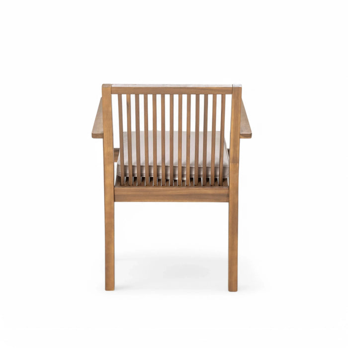 7-Piece Acacia Wood Outdoor Dining Set - 70.75' Table & 6 Chairs with Removable Cushions for Patio Garden Default -DTYStore