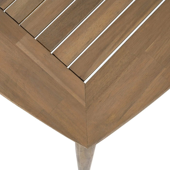 7-Piece Acacia Wood Outdoor Dining Set - 70.75' Table & 6 Chairs with Removable Cushions for Patio Garden Default -DTYStore