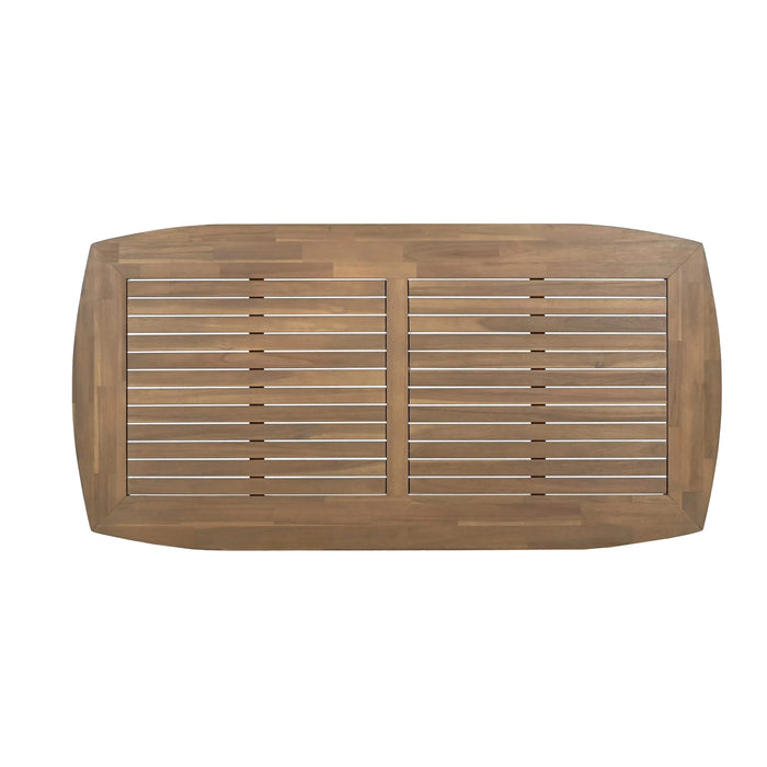 7-Piece Acacia Wood Outdoor Dining Set - 70.75' Table & 6 Chairs with Removable Cushions for Patio Garden Default -DTYStore