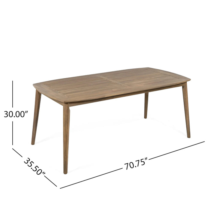 7-Piece Acacia Wood Outdoor Dining Set - 70.75' Table & 6 Chairs with Removable Cushions for Patio Garden Default -DTYStore