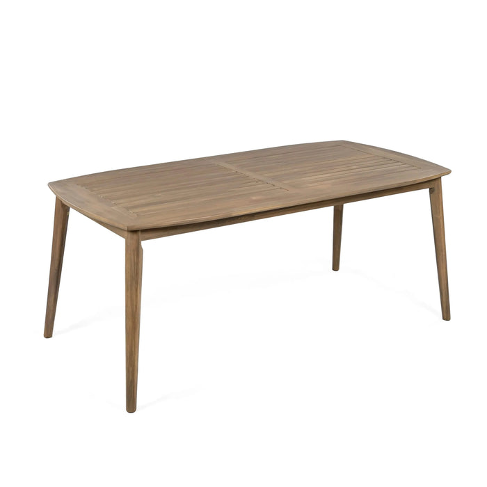 7-Piece Acacia Wood Outdoor Dining Set - 70.75' Table & 6 Chairs with Removable Cushions for Patio Garden Default -DTYStore