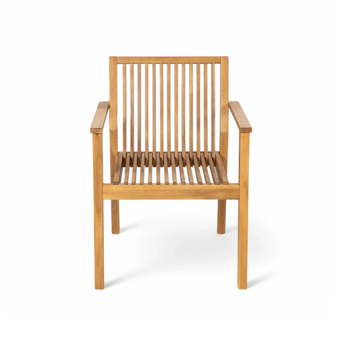 7-Piece Acacia Wood Outdoor Dining Set, 72'W Slatted Table & 6 Chairs with Removable Cushions for Patio Garden Default -DTYStore