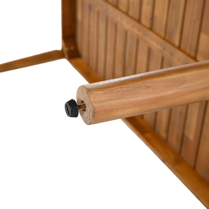 7-Piece Acacia Wood Outdoor Dining Set, 72'W Slatted Table & 6 Chairs with Removable Cushions for Patio Garden Default -DTYStore