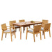 7-Piece Acacia Wood Outdoor Dining Set, 72'W Slatted Table & 6 Chairs with Removable Cushions for Patio Garden Default -DTYStore