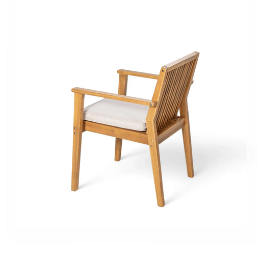 7-Piece Acacia Wood Outdoor Dining Set, 72'W Slatted Table & 6 Chairs with Removable Cushions for Patio Garden Default -DTYStore