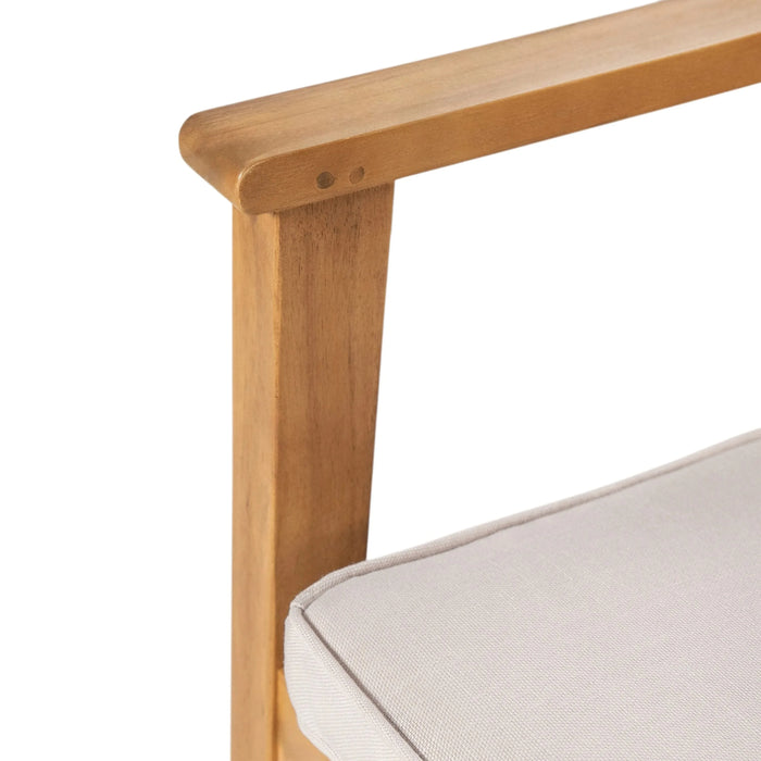 7-Piece Acacia Wood Outdoor Dining Set, 72'W Slatted Table & 6 Chairs with Removable Cushions for Patio Garden Default -DTYStore