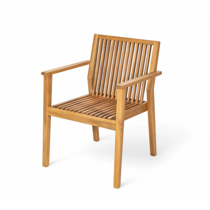 7-Piece Acacia Wood Outdoor Dining Set, 72'W Slatted Table & 6 Chairs with Removable Cushions for Patio Garden Default -DTYStore