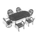 7-Piece All-Weather Cast Aluminum Dining Set, Include 2 Swivel Chairs,4 Dining Chairs and Oval Table With Black Frame Default -DTYStore