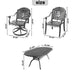 7-Piece All-Weather Cast Aluminum Dining Set, Include 2 Swivel Chairs,4 Dining Chairs and Oval Table With Black Frame Default -DTYStore