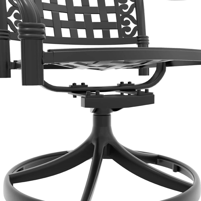 7-Piece All-Weather Cast Aluminum Dining Set, Include 2 Swivel Chairs,4 Dining Chairs and Oval Table With Black Frame Default -DTYStore