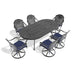 7-Piece All-Weather Cast Aluminum Dining Set, Include 6 Swivel Chairs and Oval Table With Black Frame Default -DTYStore