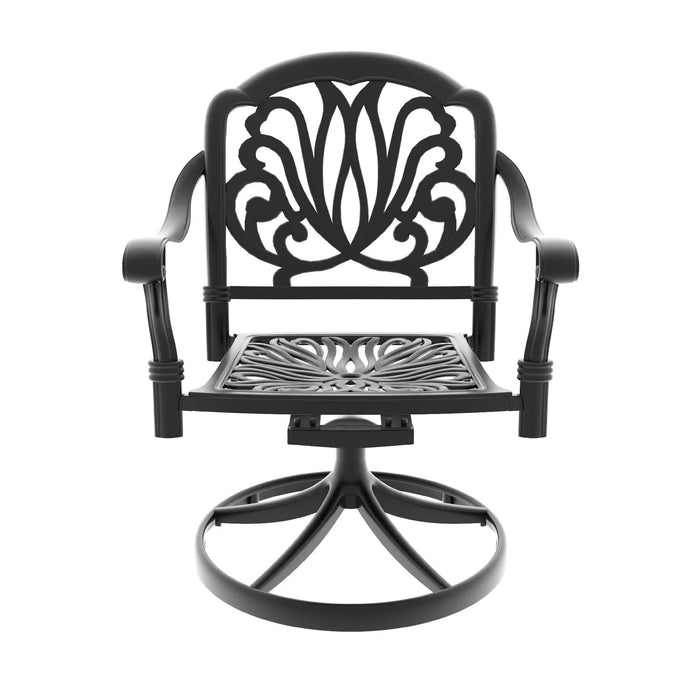 7-Piece All-Weather Cast Aluminum Dining Set, Include 6 Swivel Chairs and Oval Table With Black Frame Default -DTYStore