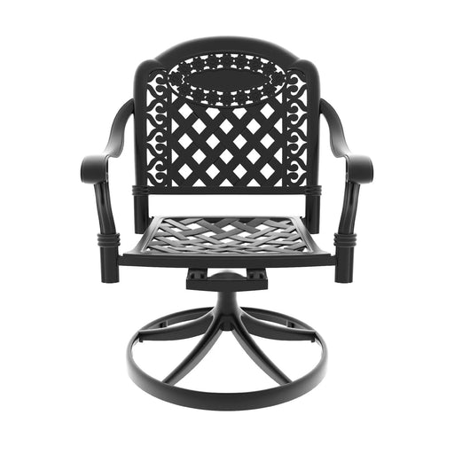 7-Piece All-Weather Cast Aluminum Dining Set, Include 6 Swivel Chairs and Rectangular Table With Black Frame Default -DTYStore