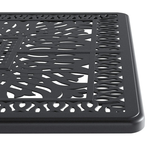 7-Piece All-Weather Cast Aluminum Dining Set, Include 6 Swivel Chairs and Rectangular Table With Black Frame Default -DTYStore