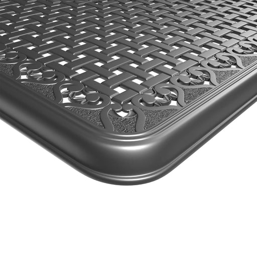 7-Piece All-Weather Cast Aluminum Dining Set, Include 6 Swivel Chairs and Rectangular Table With Black Frame Default -DTYStore