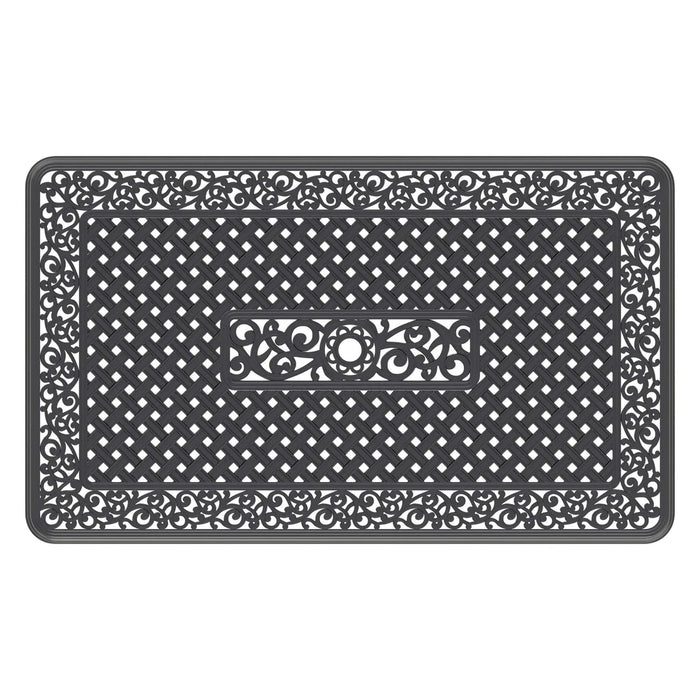 7-Piece All-Weather Cast Aluminum Dining Set, Include 6 Swivel Chairs and Rectangular Table With Black Frame Default -DTYStore