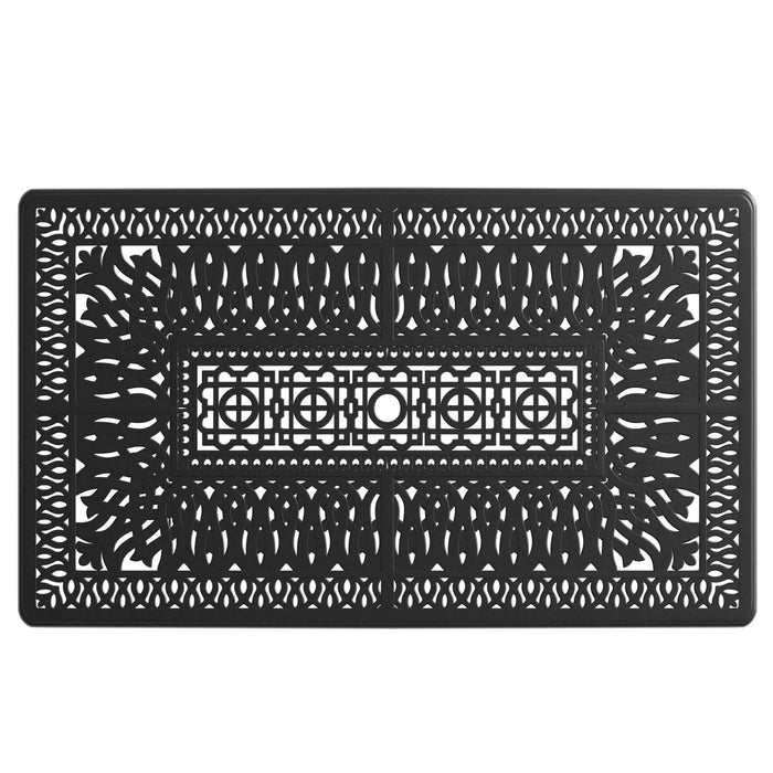 7-Piece All-Weather Cast Aluminum Dining Set, Include 6 Swivel Chairs and Rectangular Table With Black Frame Default -DTYStore