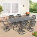 7-Piece All-Weather Cast Aluminum Dining Set, Include 6 Swivel Chairs and Rectangular Table With Black Frame Default -DTYStore