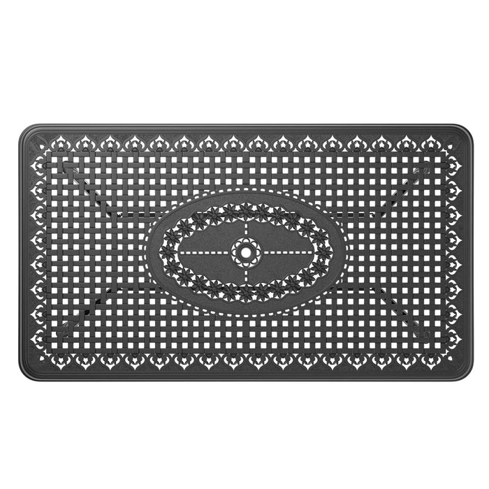 7-Piece All-Weather Cast Aluminum Dining Set, Include 6 Swivel Chairs and Rectangular Table With Black Frame Default -DTYStore