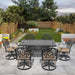 7-Piece All-Weather Cast Aluminum Dining Set, Include 6 Swivel Chairs and Rectangular Table With Black Frame Default -DTYStore