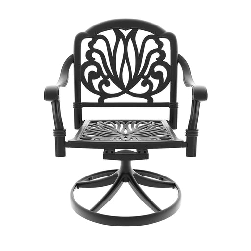 7-Piece All-Weather Cast Aluminum Dining Set, Include 6 Swivel Chairs and Rectangular Table With Black Frame Default -DTYStore