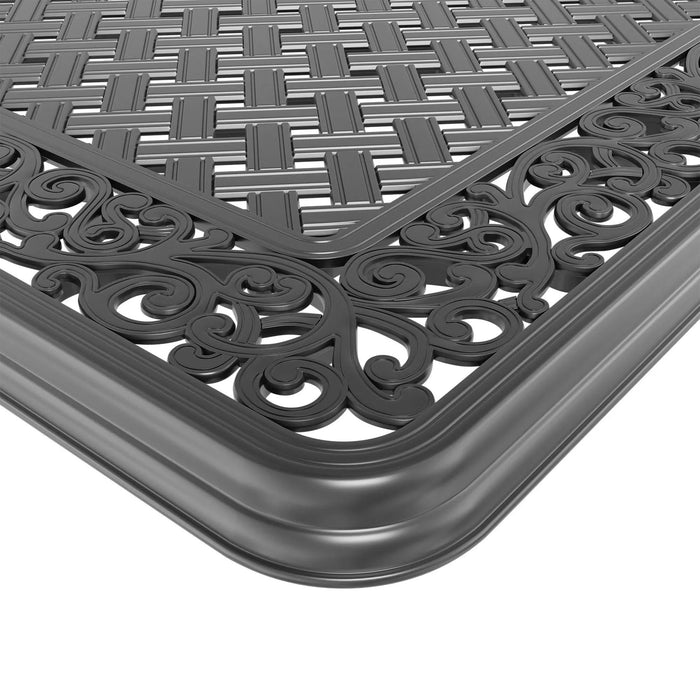 7-Piece All-Weather Cast Aluminum Dining Set, Include 6 Swivel Chairs and Rectangular Table With Black Frame Default -DTYStore