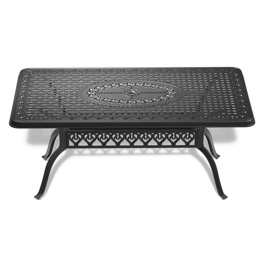 7-Piece All-Weather Cast Aluminum Dining Set, Include 6 Swivel Chairs and Rectangular Table With Black Frame Default -DTYStore