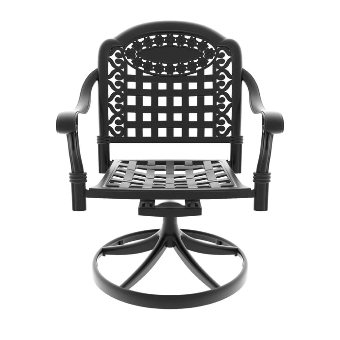 7-Piece All-Weather Cast Aluminum Dining Set, Include 6 Swivel Chairs and Rectangular Table With Black Frame Default -DTYStore