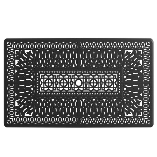 7-Piece All-Weather Cast Aluminum Dining Set, Include 6 Swivel Chairs and Rectangular Table With Black Frame Default -DTYStore