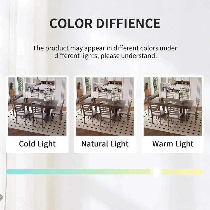 7-Piece Farmhouse Extendable Dining Table Set, 78 in Rustic Wood Table with 18 in Removable Leaf and 6 Upholstered Chairs for Dining Room Default -DTYStore