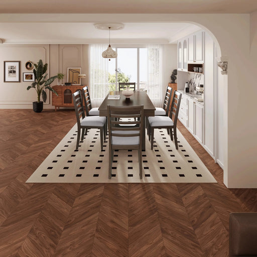 7-Piece Farmhouse Extendable Dining Table Set, 78 in Rustic Wood Table with 18 in Removable Leaf and 6 Upholstered Chairs for Dining Room Default -DTYStore