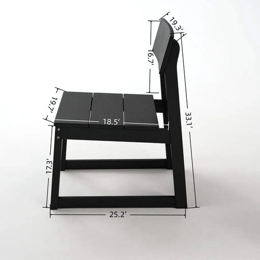 7-Piece HDPE Outdoor Dining Set for 6 – Weather-Resistant Patio Table with Umbrella Hole and 6 Armless Chairs, Durable Garden Furniture for Backyard, Lawn, Deck, or Poolside (Black) Default -DTYStore